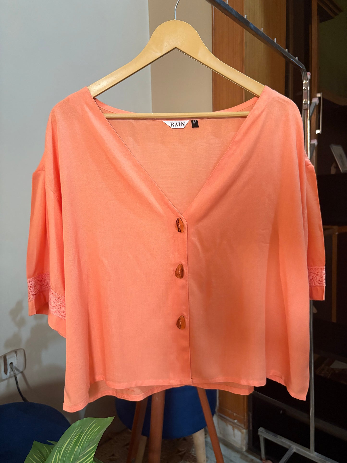 Peach Rayon Crop Top