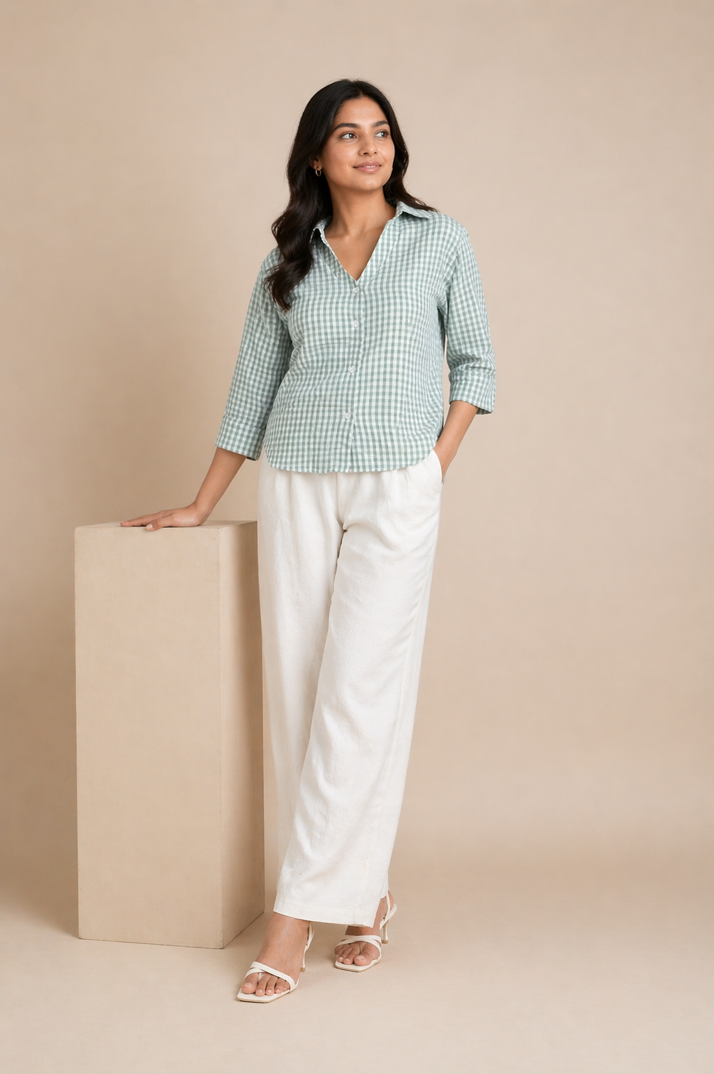 Gingham Cotton Seersucker Shirt
