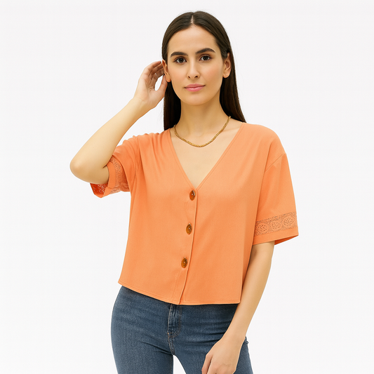 Peach Rayon Crop Top