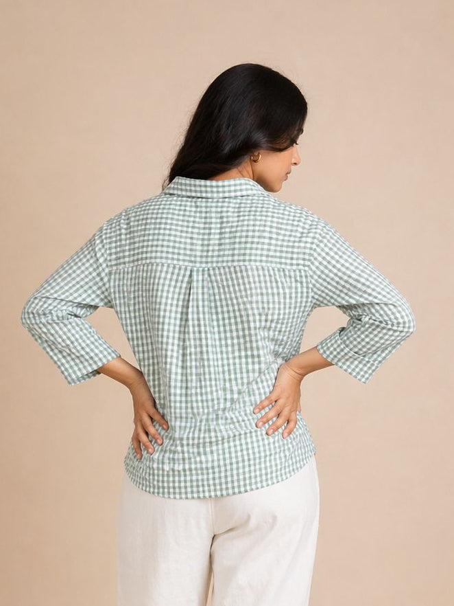 Gingham Cotton Seersucker Shirt