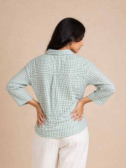 Gingham Cotton Seersucker Shirt