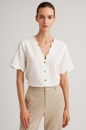 White Scallop Top